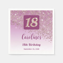 18:e födelsedag Chic Ro Guld Glitter Pappersservett