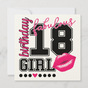 18:e födelsedag, Einladungs Karten, rosa Kiss Inbjudningar