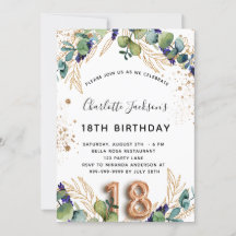 18:e Födelsedag Eukalyptus Grönska Glitter Elegant