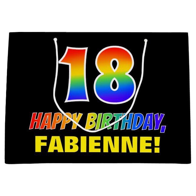 18:e födelsedag: fetstil, Roligt, enkel, regnbåge  (Framsidan)