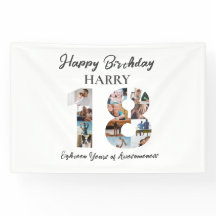 18:e födelsedag Foto Collage Party Banner