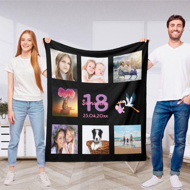 18:e födelsedag, fotokollage, svart flicka fleecefilt (Skapare uppladdad)