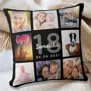 18:e födelsedag, fotokollage, svart flicka kudde