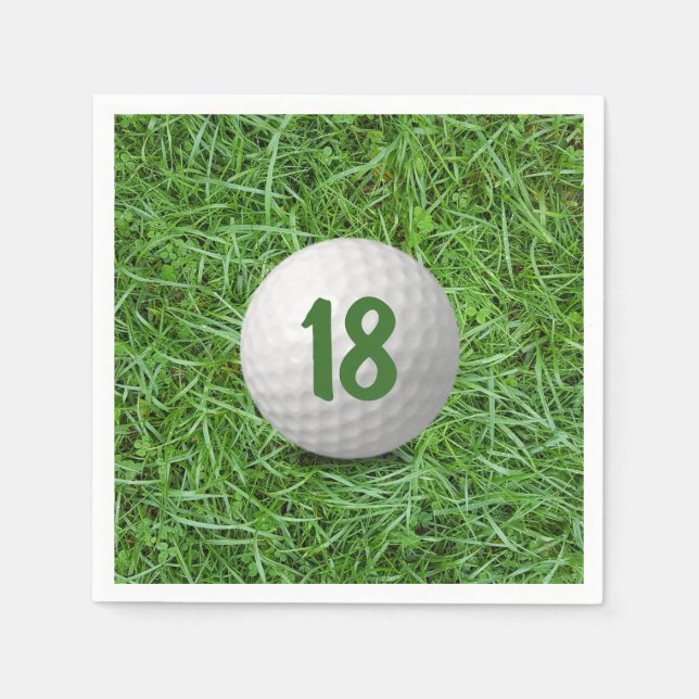 18:e födelsedag Golf Boll på gräs Pappersservett (Framsidan)