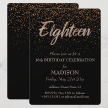 18:e födelsedag Guld Glitter
