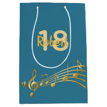 18:e födelsedag guld musik noter tealblått grönt