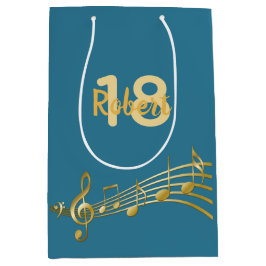 18:e födelsedag guld musik noter tealblått grönt