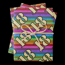 18:e födelsedag Guld Nummer Rainbow Rand Glitter