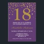 18:e födelsedag Lila Guld Confetti Dot Modern Chic Inbjudningar<br><div class="desc">Fira din födelsedagskalender med den här Glam-Snyggten 18:e födelsedagstidningen Lila Guld confetti-prickinbjudan</div>