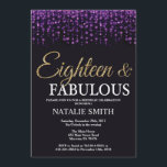 18:e födelsedag Lila och Guld Glitter Inbjudningar<br><div class="desc">18:e födelsedagsinbjudan. Arton och Fabulous. Svart Lila och Guld Glitter. Vuxens Födelsedagsfest. För manar eller kvinnor. Om du vill göra ytterligare anpassningar klickar du på knappen "Anpassa" och användor verktyg som är utformat för att ändra mallen.</div>