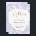 18:e födelsedag lila och guld inbjudningar<br><div class="desc">Kasta en minnesvärd 18:e Födelsedagsfest med den här enkla men snyggt subtila inbjudan till lila och marmor från guld. Du kan använda matchande favorittaggar och klistermärken för att komplettera party. © Mini Moi-utskrifter</div>