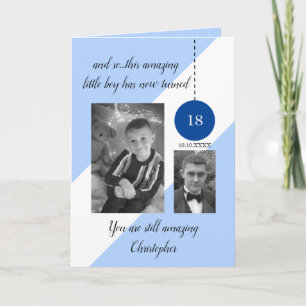 18:e födelsedag namn, blått foto kort
