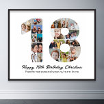 18:e födelsedag nummer 18 Fotokollage Bild Poster<br><div class="desc">Märk arton år av underbara minnen och äventyr med den här fängslande 18:e födelsedagsnumret Fotokollage. Den här mallen för anpassade är perfektens blandning av kreativitet och känslor, vilket gör att du kan skapa en verkligt minnesvärd gåva till din älskade speciella dag. Ta med dig tio otroliga år i ett enda...</div>