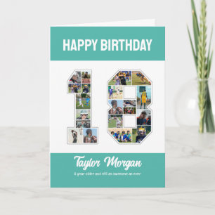 18:e födelsedag Nummer 18 Fotokollage Kort