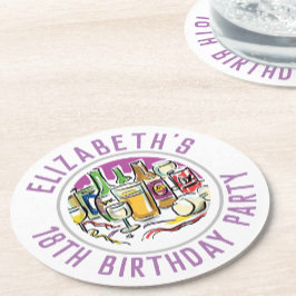 18:e födelsedag Papper Underlägg Rund