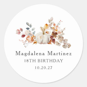 18:e födelsedag Pumpkin Flower Kuvert Seal Runt Klistermärke