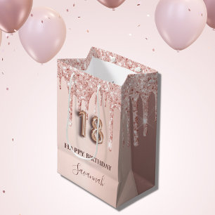 18:e födelsedag ro guld glitter rosa-ballong stil