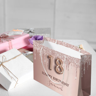 18:e födelsedag ro guld glitter rosa-ballong stil