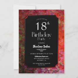 18:e födelsedag Röda och svarta Party Inbjudningar