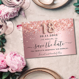 18:e Födelsedag Rouge Rosa Glitter Gnistrar Spara Datumet