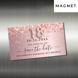 18:e Födelsedag Rouge Rosa Spara Datumet Magnet
