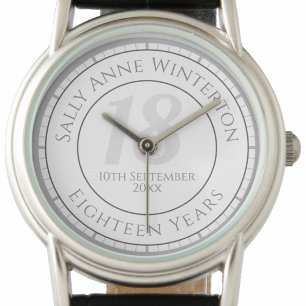 18:e födelsedag till minne av Namn, ålder och datu Armbandsur