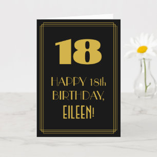 18:e födelsedagen ~ Art Deco Inspired Titta "18" & Kort