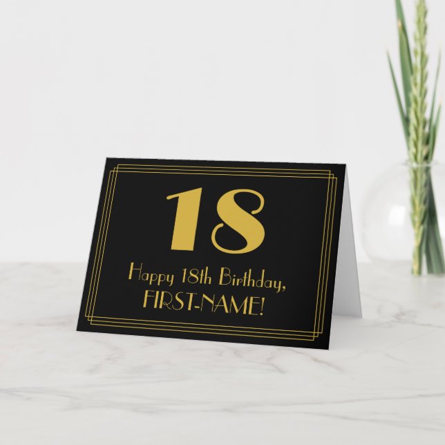 18:e födelsedagen: Art Deco Inspired Titta "18" +  Kort (Framsida)