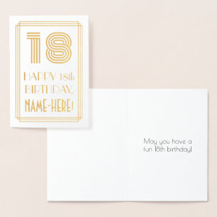 18:e födelsedagen - Art Deco Inspired Titta "18" o Folierat Kort