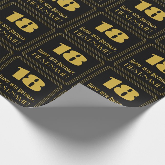 18:e födelsedagen - Art Deco Inspired Titta "18" o Presentpapper (Hörn)