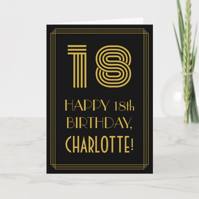 18:e födelsedagen: Art Deco Inspired Titta "18" oc Kort (Framsida)