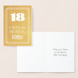 18:e födelsedagen ~ Art Deco Stil "18" & anpassat  Folierat Kort