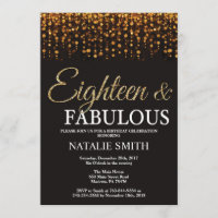 18:e födelsedagen artonde och Fabulous Guld Glitte