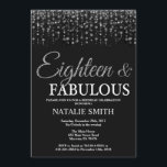 18:e födelsedagen artonde och Fabulous Silver Glit Inbjudningar<br><div class="desc">18:e födelsedagsinbjudan. Arton och Fabulous. Svarta och Silver. Silver Glitter. Vuxens Födelsedagsfest. För manar eller kvinnor. Om du vill göra ytterligare anpassningar klickar du på knappen "Anpassa" och användor verktyg som är utformat för att ändra mallen.</div>