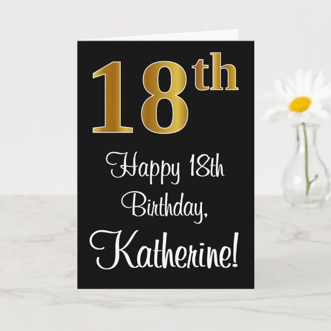 18:e födelsedagen ~ Elegant Luxurious Faux Guld Ti Kort (Liten växt)