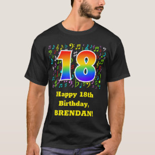 18:e födelsedagen: Färgstarka musiksymboler, reg T Shirt