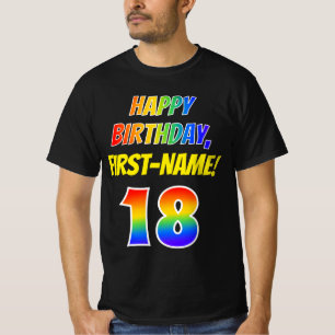 18:e födelsedagen — Fet, Roligt, regnbåge 18, T Shirt