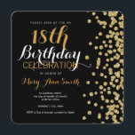 18:e födelsedagen Guld Faux Glitter Confetti Black Inbjudningar<br><div class="desc">Elegant 18:e födelsedagen Guld Faux Glitter Confetti Black-inbjudan.</div>