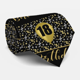 18:e födelsedagen Guld på svart med konfetti Slips