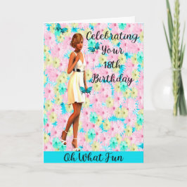 18:e födelsedagen med Pastel Daisys & Girl Kort