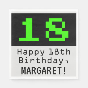 18:e födelsedagen - Nerdy/Geeky Stil "18" och Namn Pappersservett