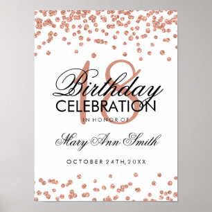 18:e födelsedagen Ro Guld Faux Glitter confetti Poster