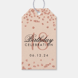 18:e födelsedagen Ro Guld Faux Glitter confetti Presentetikett