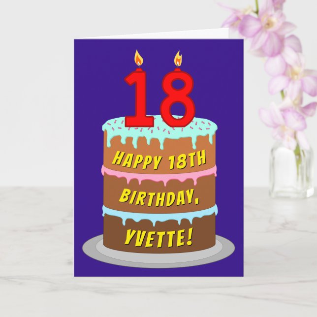 18:e födelsedagen: Roligt Cake and Candles + Anpas Kort (Orkide)