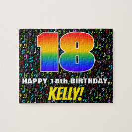 18:e födelsedagen - Roligt, färgstarka musiksymbol Pussel