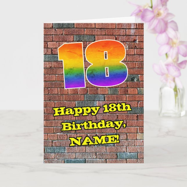 18:e födelsedagen: Roligt Graffiti-Inspired Rainbo Kort (Orkide)