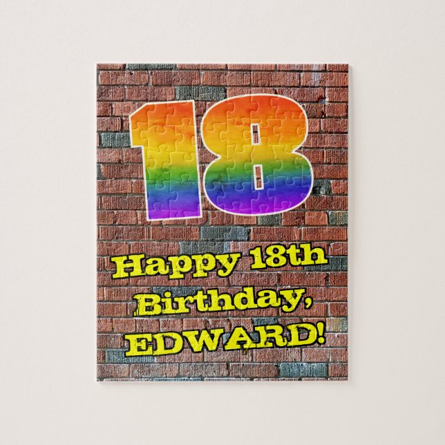 18:e födelsedagen: Roligt Graffiti-Inspired Rainbo Pussel (Vertikal)