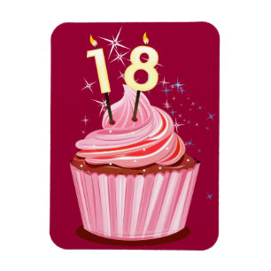 18:e födelsedagen - Rosa Cupkaka Magnet