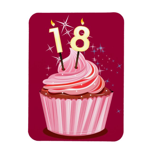 18:e födelsedagen - Rosa Cupkaka Magnet (Vertikal)
