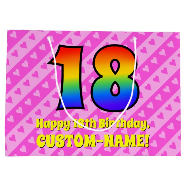 18:e födelsedagen: Rosa Rand & Hearts, regnbåge nr (Baksidan)